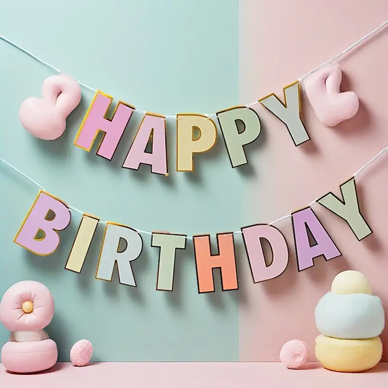Birthday Banner Colores Pasteles