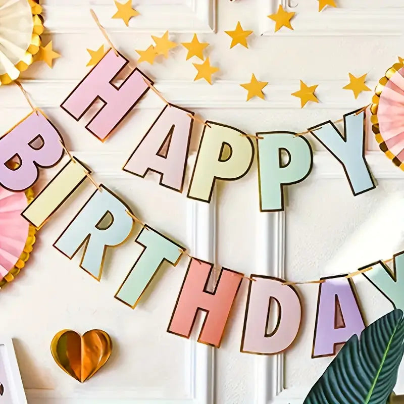 Birthday Banner Colores Pasteles