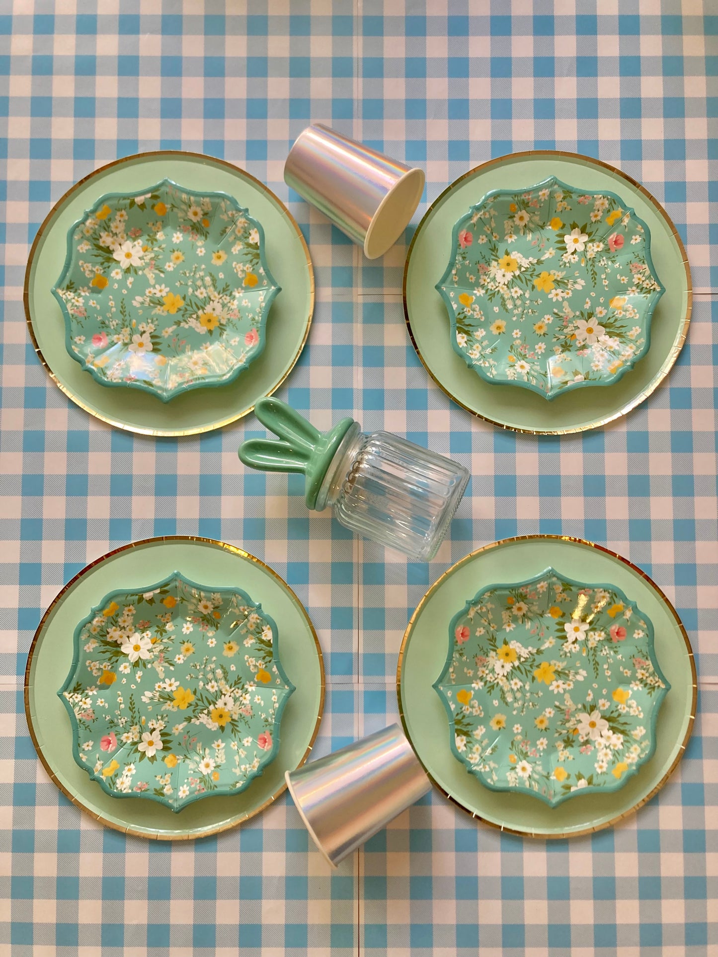 Blue Floral   -  8 Platos Large